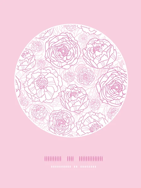 Pink line art flowers circle card pattern background — Stock Vector