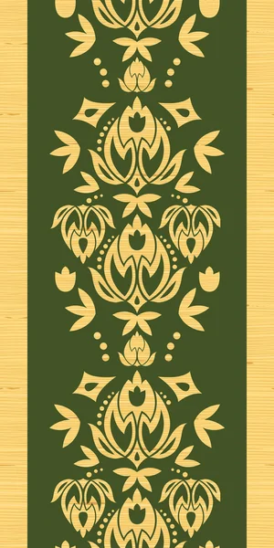 Wooden floral damask vertical seamless pattern ornament — Stock Vector