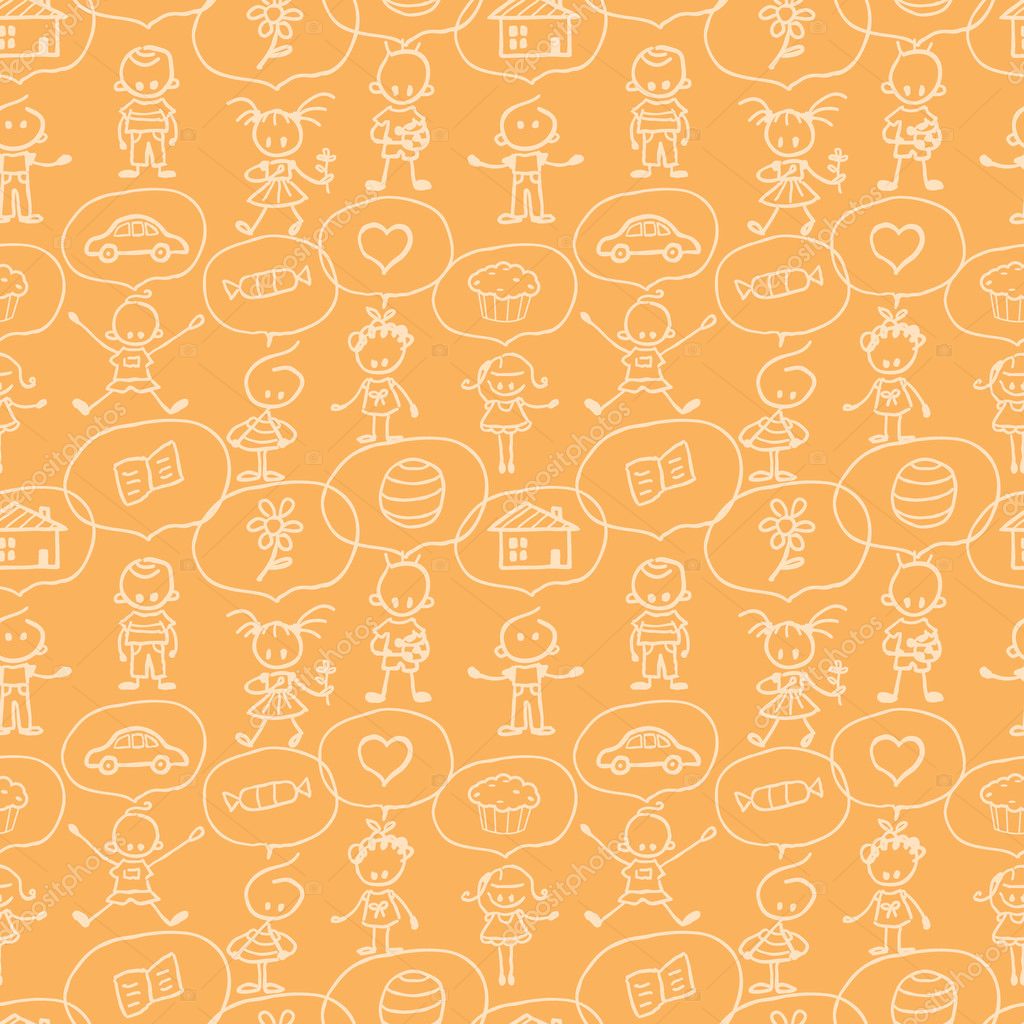 Children thinking seamless pattern background Stock Vector Image by ...