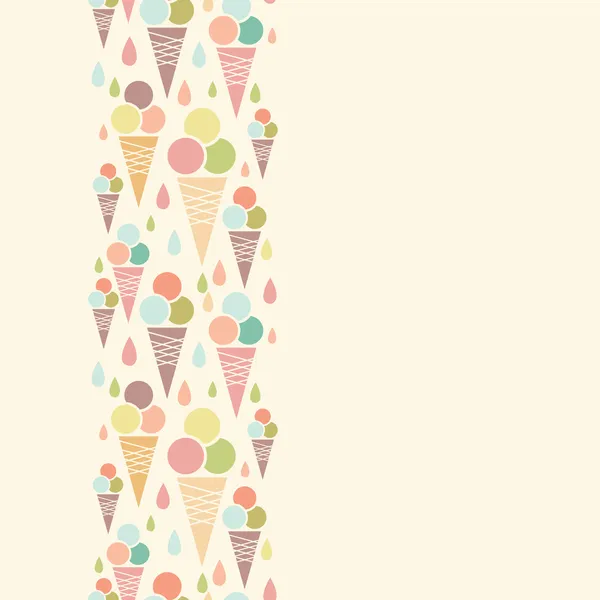 Conos de helado patrón sin costura vertical borde de fondo — Archivo Imágenes Vectoriales