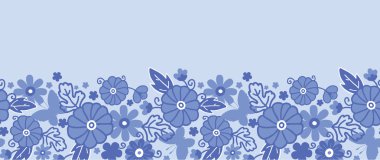 Delft blue Hollanda çiçek yatay Dikişsiz desen kenarlığı raster