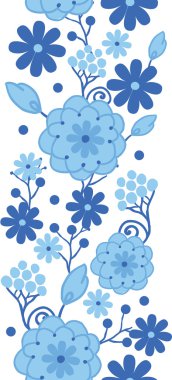 Delft blue holland çiçek dikey Dikişsiz desen kenarlığı raster