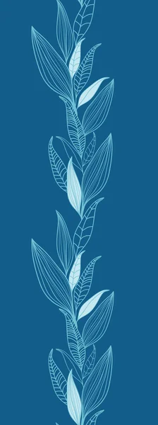 Blue Bamboo Leaves Vertical Seamless Pattern Border Raster — Stock Photo, Image