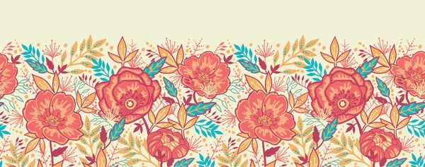 Colorful vibrant flowers horizontal seamless pattern border raster — Stock Photo, Image