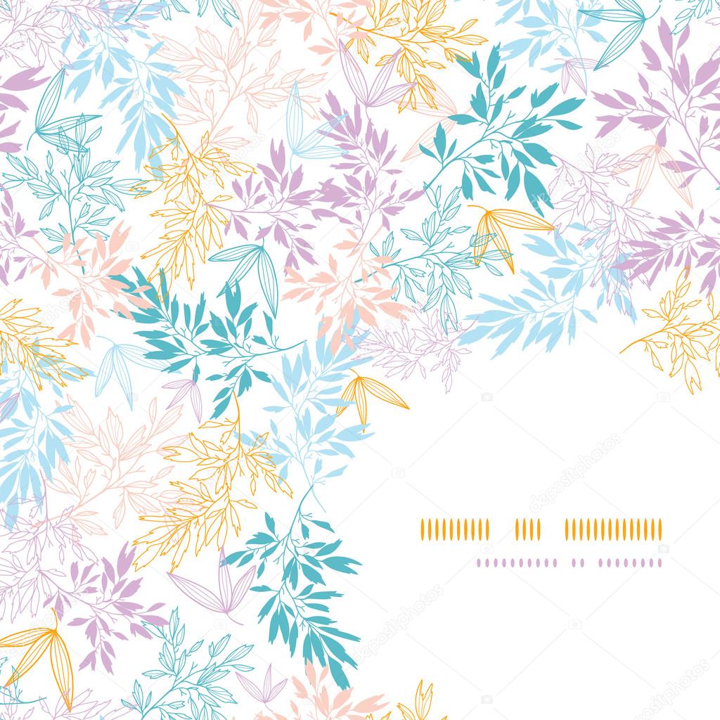 Colorful pastel branches corner seamless pattern background