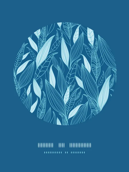 Azul de bambú hojas círculo viñeta patrón fondo — Vector de stock