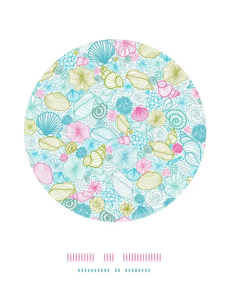 Seashells line art circle decor pattern background — Stock Vector