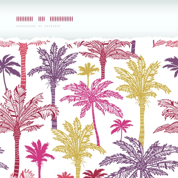 Palm trees seamless horizontal torn pattern background — Stock Vector