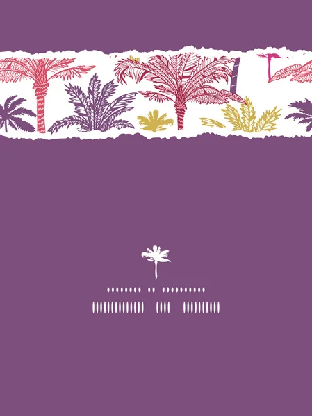 Palm bomen naadloze verticale gescheurde patroon achtergrond — Stockvector