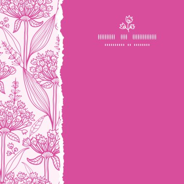 pembe lilyum lineart kare Dikişsiz desen arka plan yırtılmış