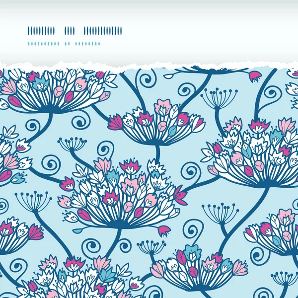 春の花シームレスな水平引き裂かれたパターン背景 — ストックベクタ