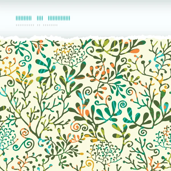 Plantes texturées Horizontal déchiré motif sans couture arrière-plan — Image vectorielle