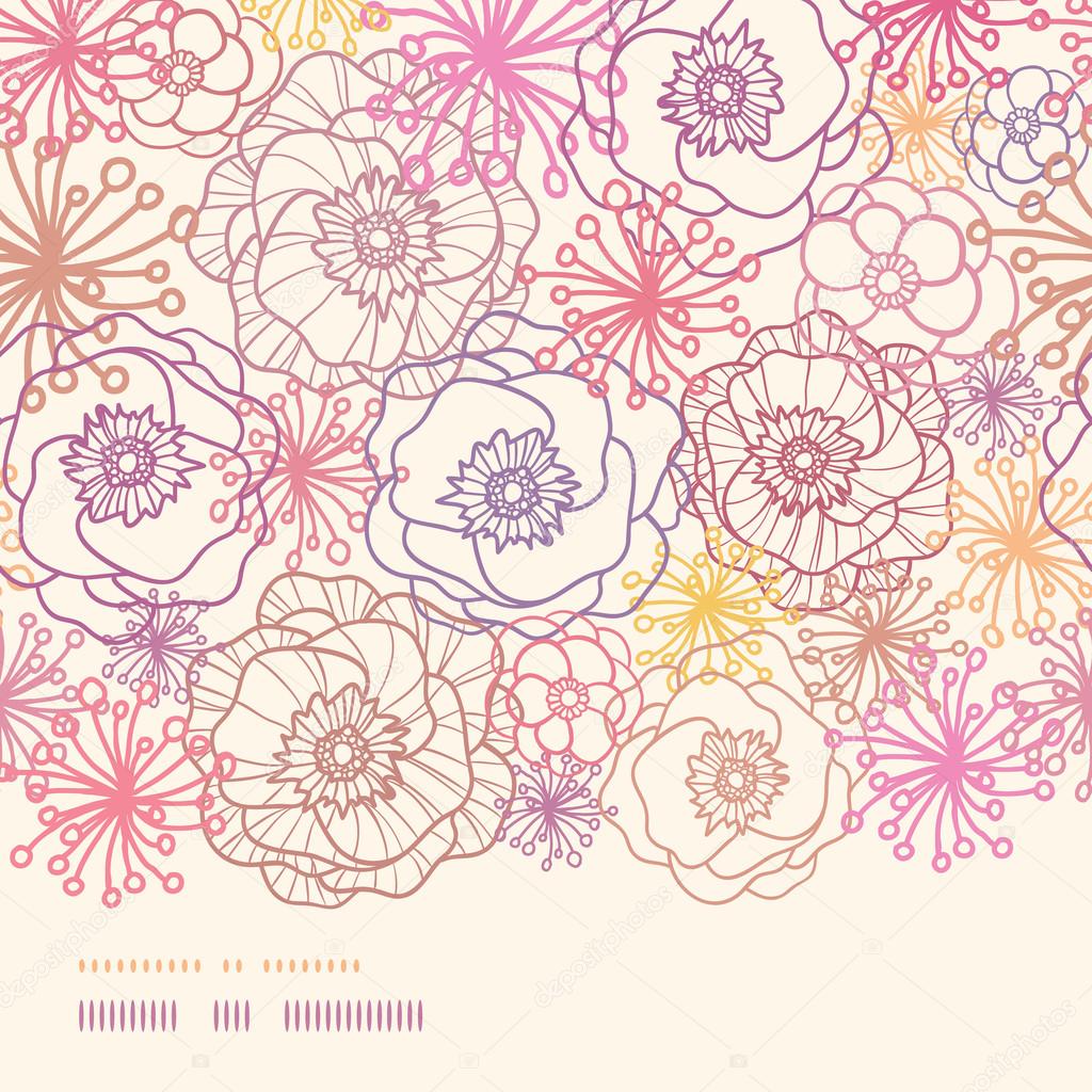 Subtle field flowers horizontal border seamless pattern background