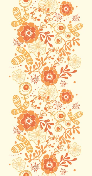 ゴールデン花柄垂直方向の境界線のシームレスなパターン背景 — ストックベクタ
