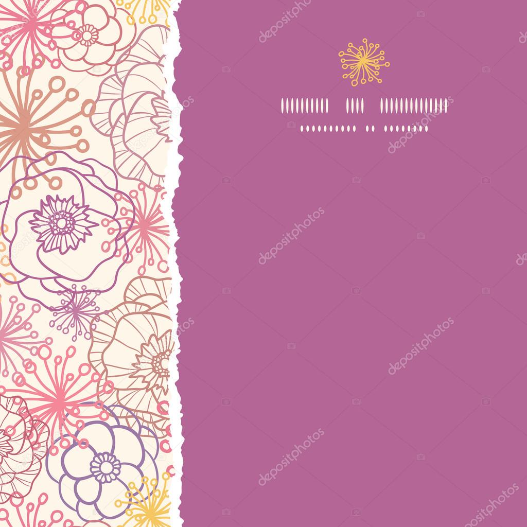 Subtle field flowers square torn seamless pattern background