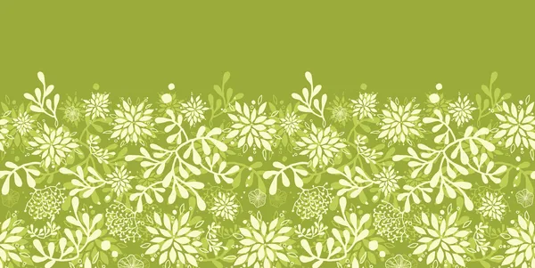 Plantes sous-marines vertes horizontal sans couture motif fond bordure — Image vectorielle