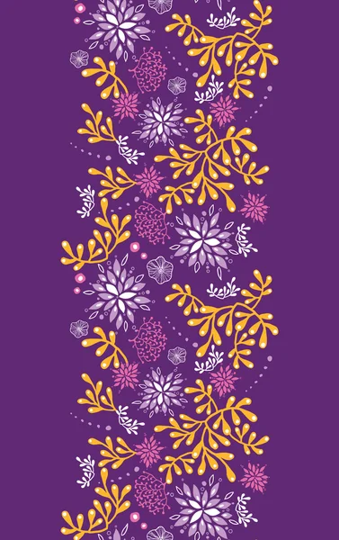 紫色和金色的水下植物垂直无缝图案背景 — 图库矢量图片