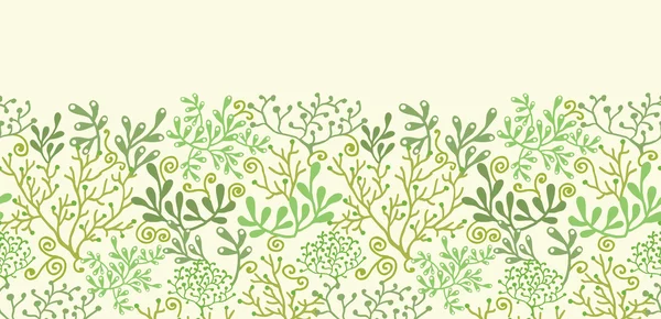 Algues sous-marines jardin horizontal fond de motif sans couture — Image vectorielle