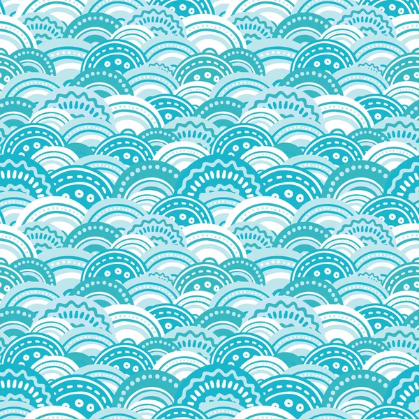 抽象的な青い波のシームレスなパターン背景 — ストックベクタ