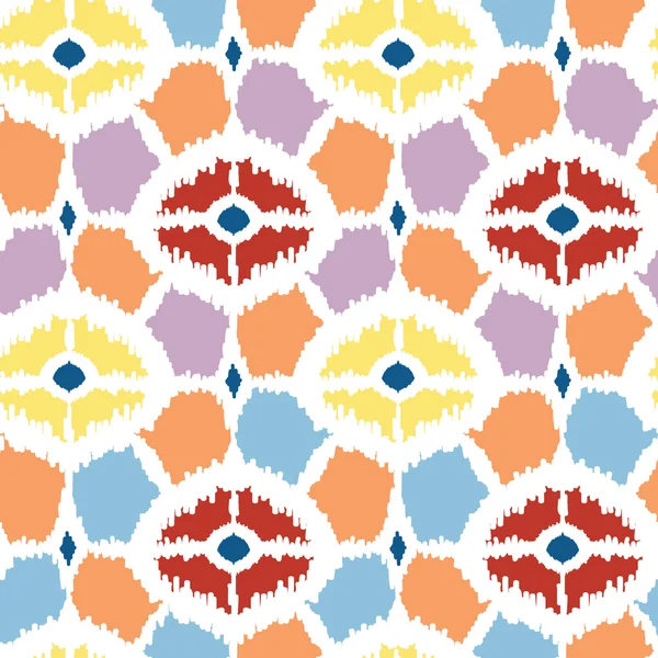 Kleurrijke diamanten ikat naadloze geometrische patroon achtergrond — Stockvector