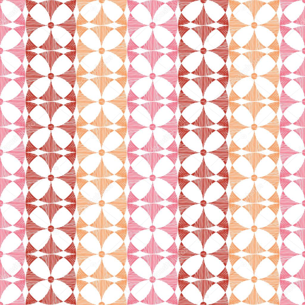 Geometric red ikat stripes seamless pattern background