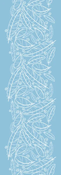 Blanc sur plumes bleues fond de motif vertical sans couture — Image vectorielle