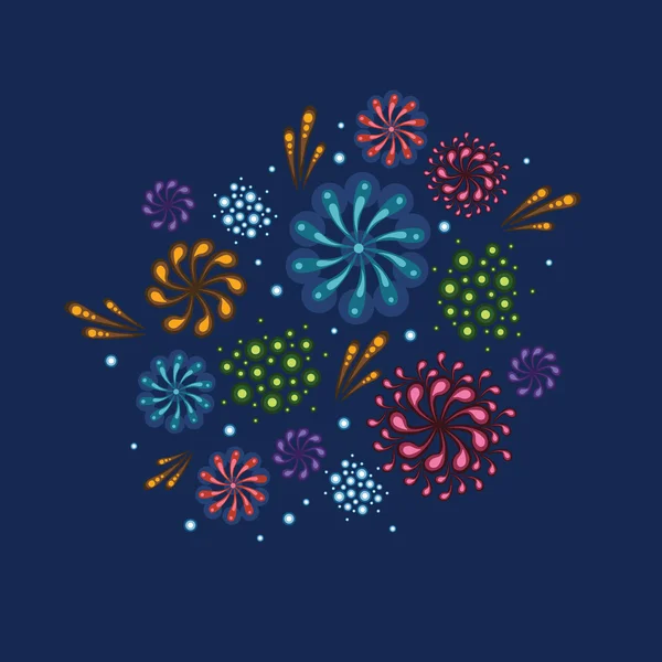 Illustrazione fuochi d'artificio vacanze — Vettoriale Stock