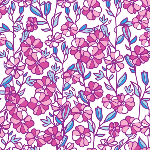 活気に満ちたフィールドの花のシームレスなパターン背景 — ストックベクタ