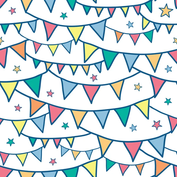 Colorful doodle bunting flags seamless pattern background — Stock Vector
