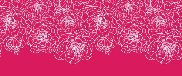Vibrantes flores de encaje rojo horizontal sin costuras borde de fondo patrón — Vector de stock