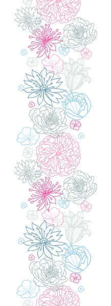 Fleurs linéaires grises et roses fond de motif vertical sans couture — Image vectorielle