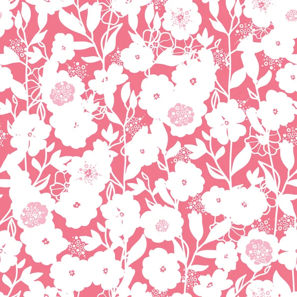 白色和粉红色的花朵无缝图案背景 — 图库矢量图片
