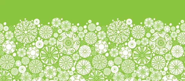 抽象的な緑と白の円の水平のシームレスなパターン背景 — ストックベクタ