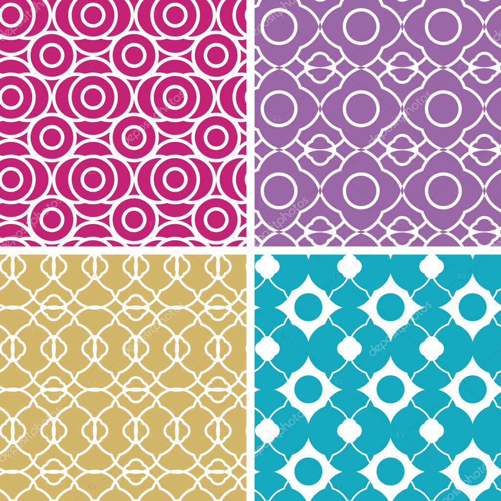 Colorful abstract lineart geometric seamless patterns set