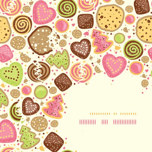 Galletas de colores patrón de esquina de fondo — Vector de stock