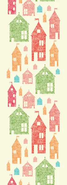 Blume Stadt Häuser vertikale nahtlose Muster Hintergrund — Stockvektor