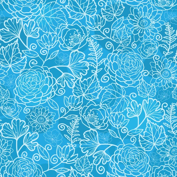 Blauwe veld floral textuur naadloze patroon achtergrond — Stockvector