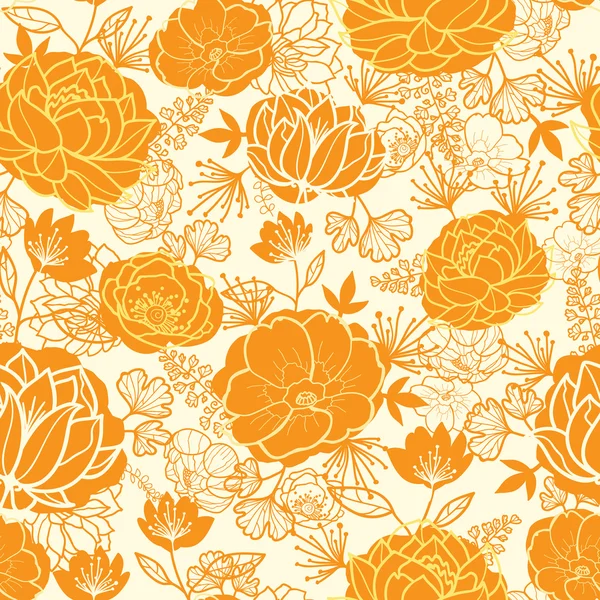 Golden art flowers seamless pattern background — Stock Vector