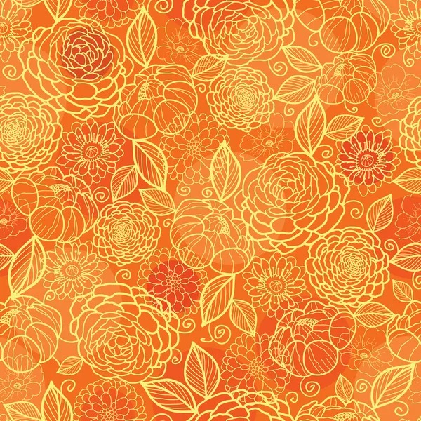 Gouden oranje bloemen textuur naadloze patroon achtergrond — Stockvector