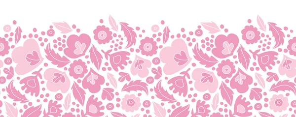 Soft pink floral silhouettes horizontal seamless pattern background — Stock Vector