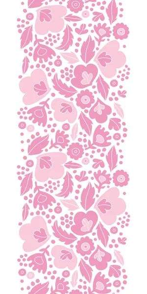 Zachte roze bloemen silhouetten verticale naadloze patroon achtergrond — Stockvector