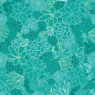 Yeşil succulents Dikişsiz desen arka plan