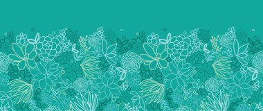 Yeşil succulents yatay Dikişsiz desen arka plan
