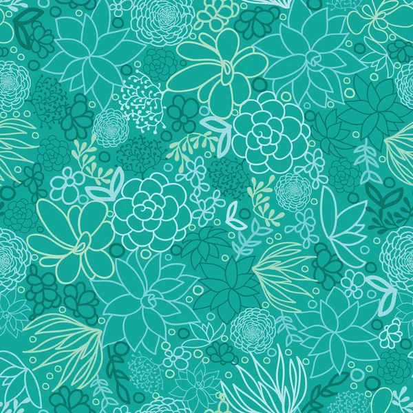 Green succulents seamless pattern background — Stock Vector