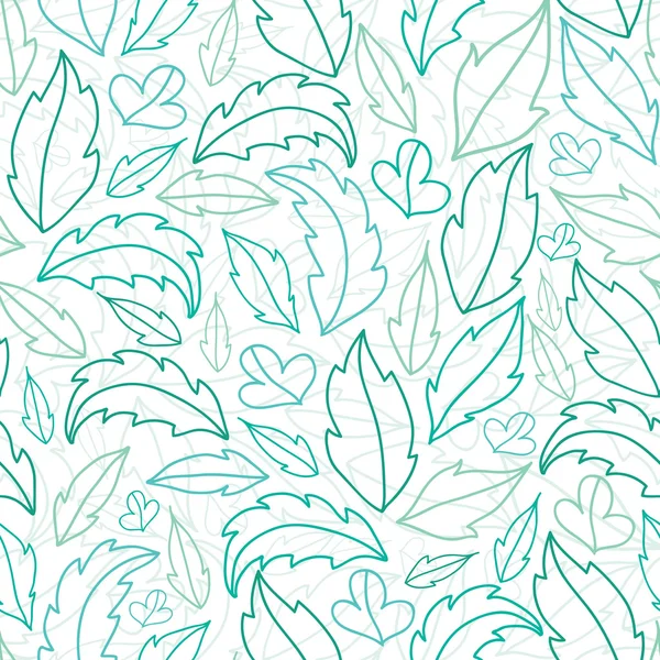 Folhas lineart fundo padrão sem costura — Vetor de Stock