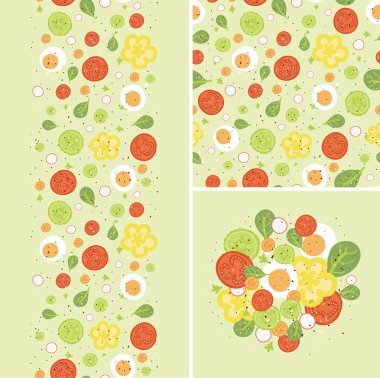 yumurta ve salata dizi Dikişsiz desen ve Kenarlıklar.