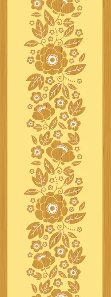 Wooden flowers vertical seamless pattern background border — Stock Vector