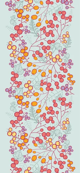 Winter berries vertical seamless pattern background border — Stock Vector