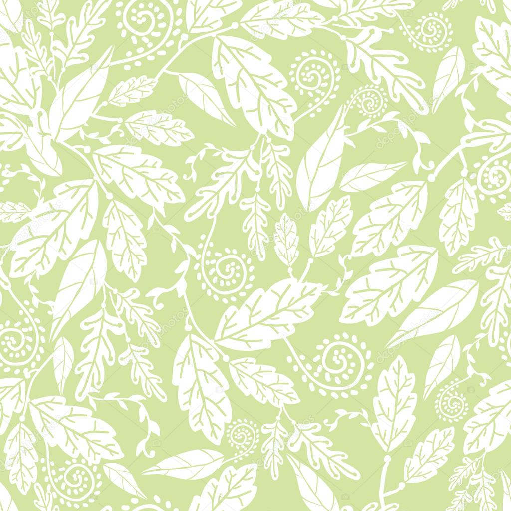 Green and white Leaves Seamless Pattern Background