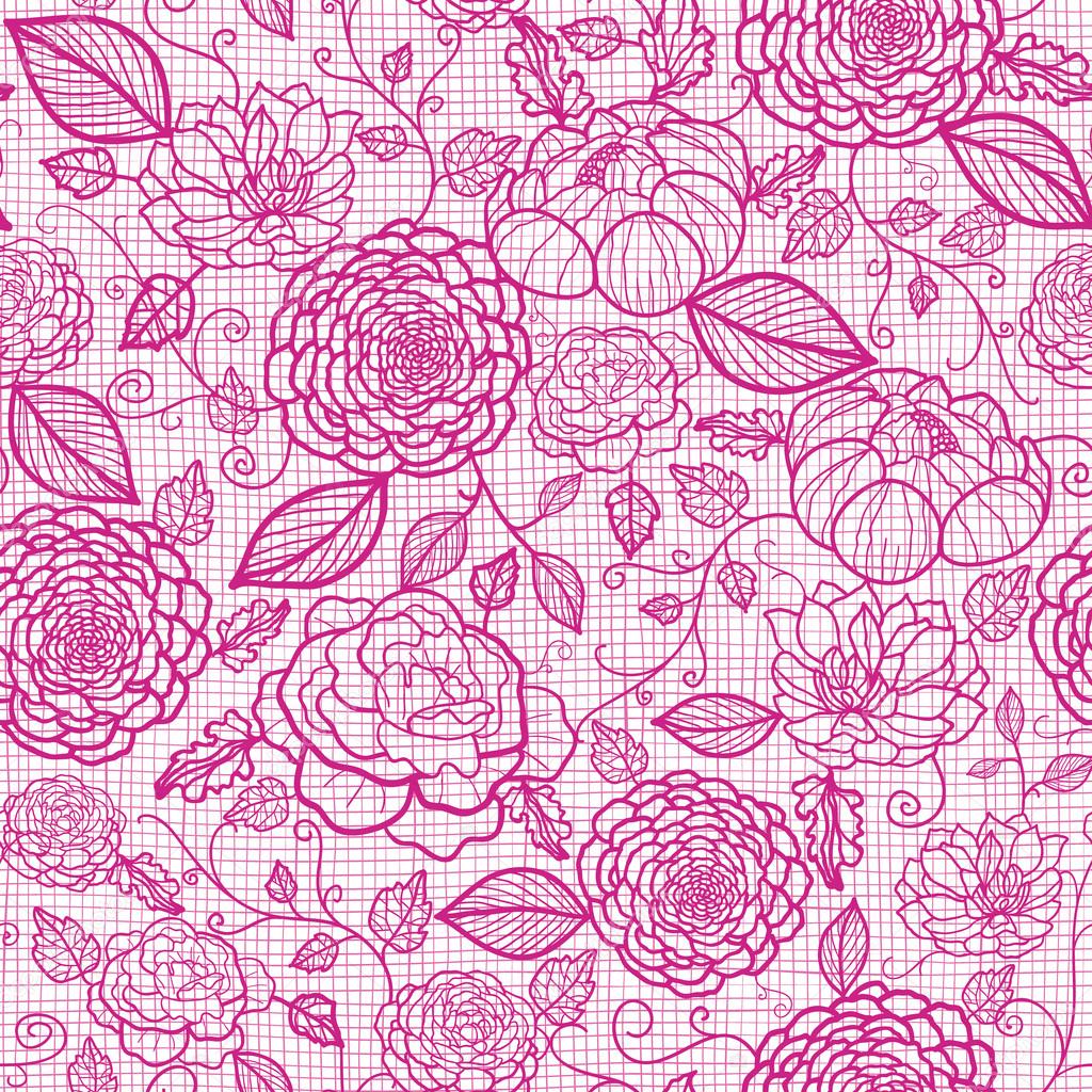 Pink lace flowers seamless pattern background